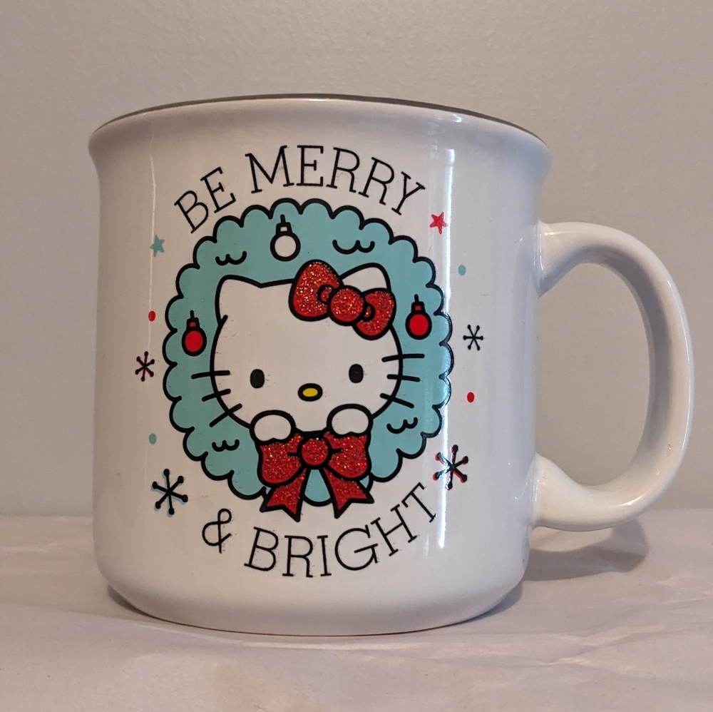 Hello Kitty Christmas Mug Coffee Cup large Holiday Winter Be Merry & Bright